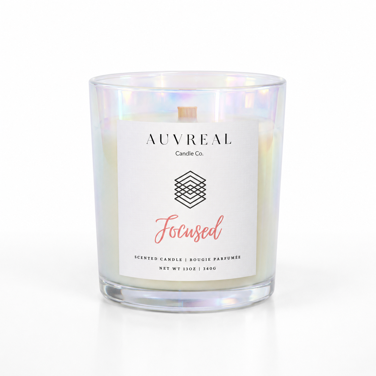 Auvreal Candle Co. 'Focused' candle on a white background